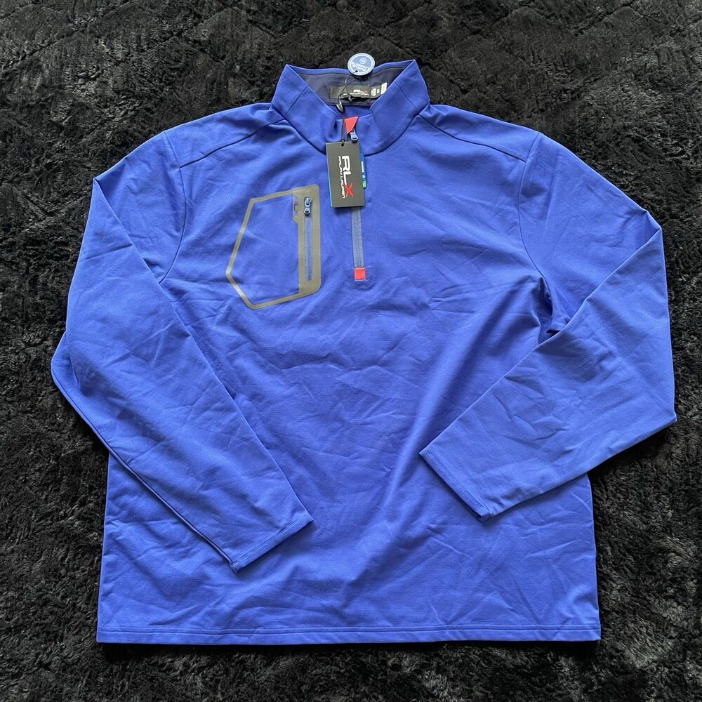 NWT RLX Ralph Lauren Pullover Mens 2XL Blue Quarter Zip Golf Performance